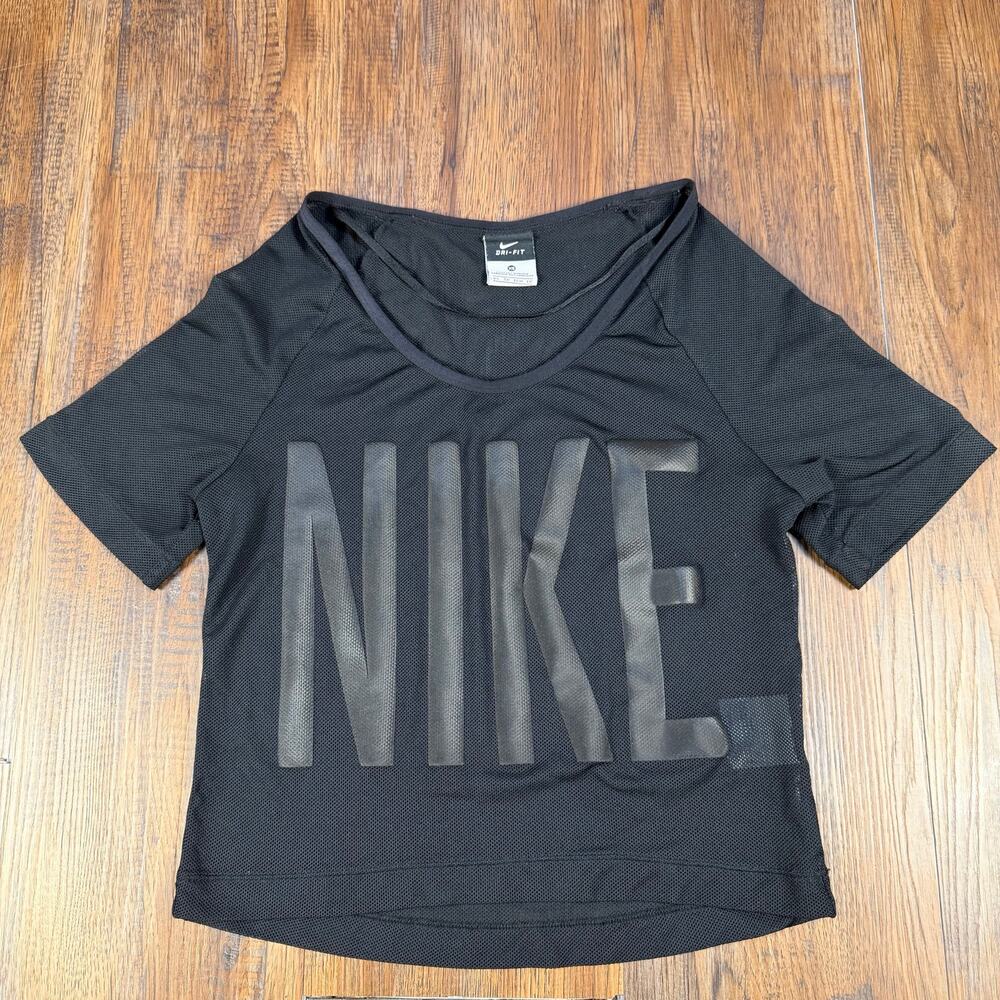 Nike Dri-fit XS black mesh crop top short sleeve athleisure streetwear